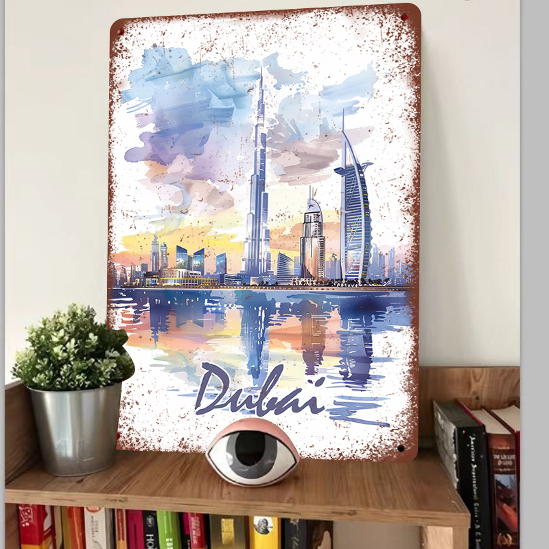Dubai Skyline Watercolor Metal - đánh giá và giá Home Office Dubai